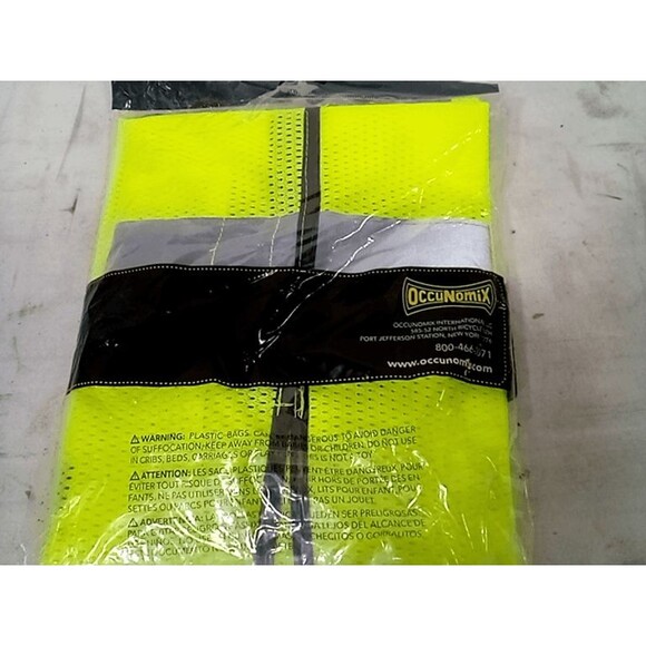 OCCUNOMIX High Visibility Vest: ANSI Class 2, U, 2XL/3XL, Lime, Polyester, H&L - Picture 3 of 5